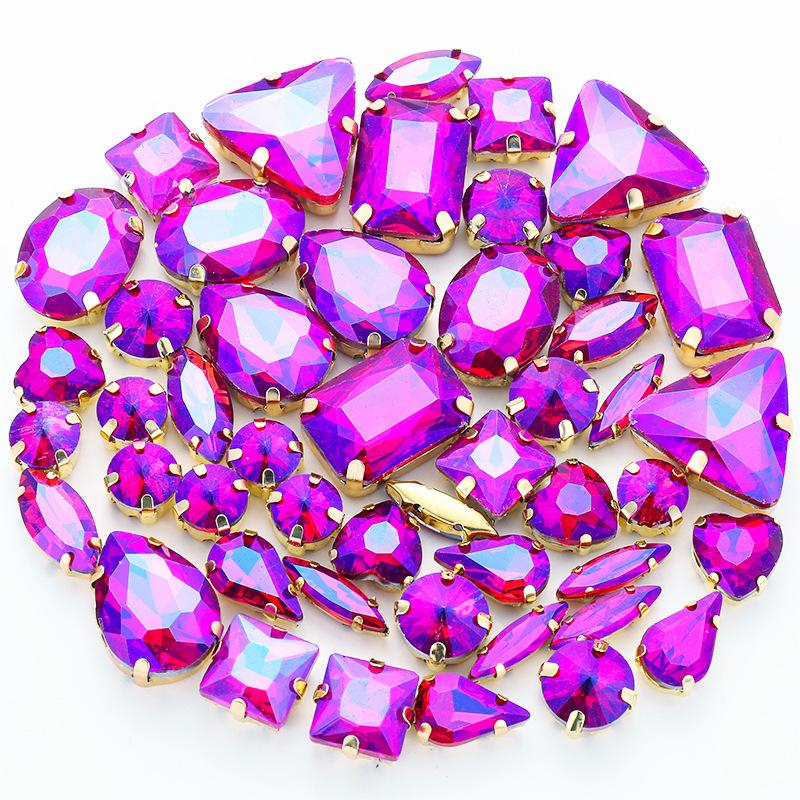 50 Perle di Cristallo a Griffa Singola da Cucire a Mano Trapanino Accessori Fai da Te per Abbigliamento Accessori Matrimonio Trapanino a Griffa da Cucire a Mano con Fori Perline Strass da Cucire