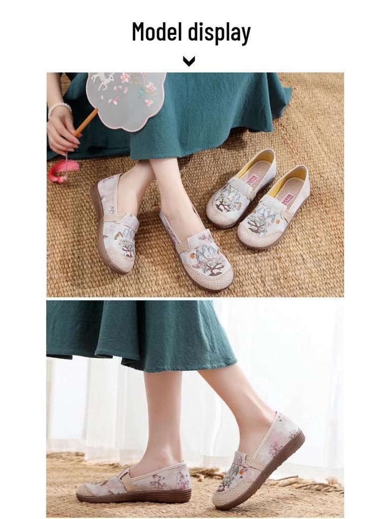 New Style Non-Slip Linen Fisherman Shoes - Comfortable, Soft-Soled Beijing Cloth Shoes for Middle-Aged Women