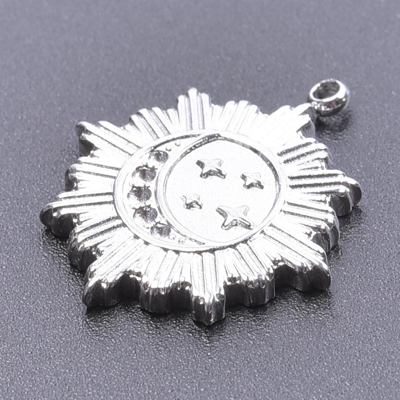 100% Stainless Steel Charms For Jewelry Making Supplies Moon Pendant Star Sun Fashion Accessories Rectangle Round Charm Breloque