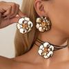 Design Sense Dripping Oil Black Edge Flower Wax Thread Necklace Choker Temperament Metal Three-Dimensional Large Flower Neck Chain