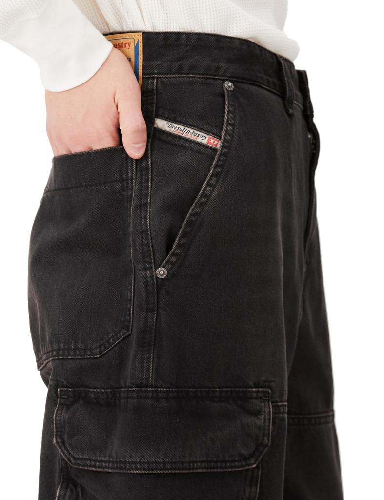 Diesel Men's D-FISH-CARGO Loose Straight Denim, Size 36, Black, Size 02, A133380KIAG