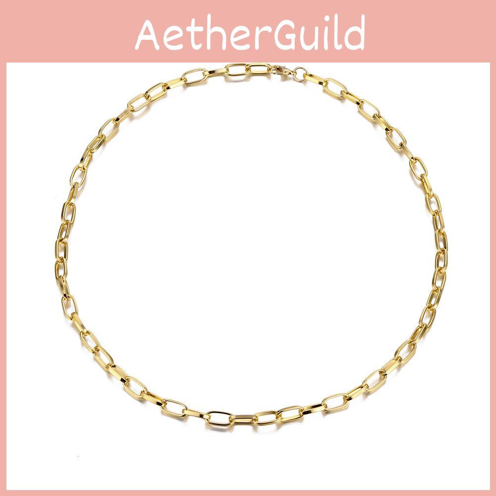 Gold Fashionable Circle Pendant Necklace Simple Alloy Chain For Women Stylish