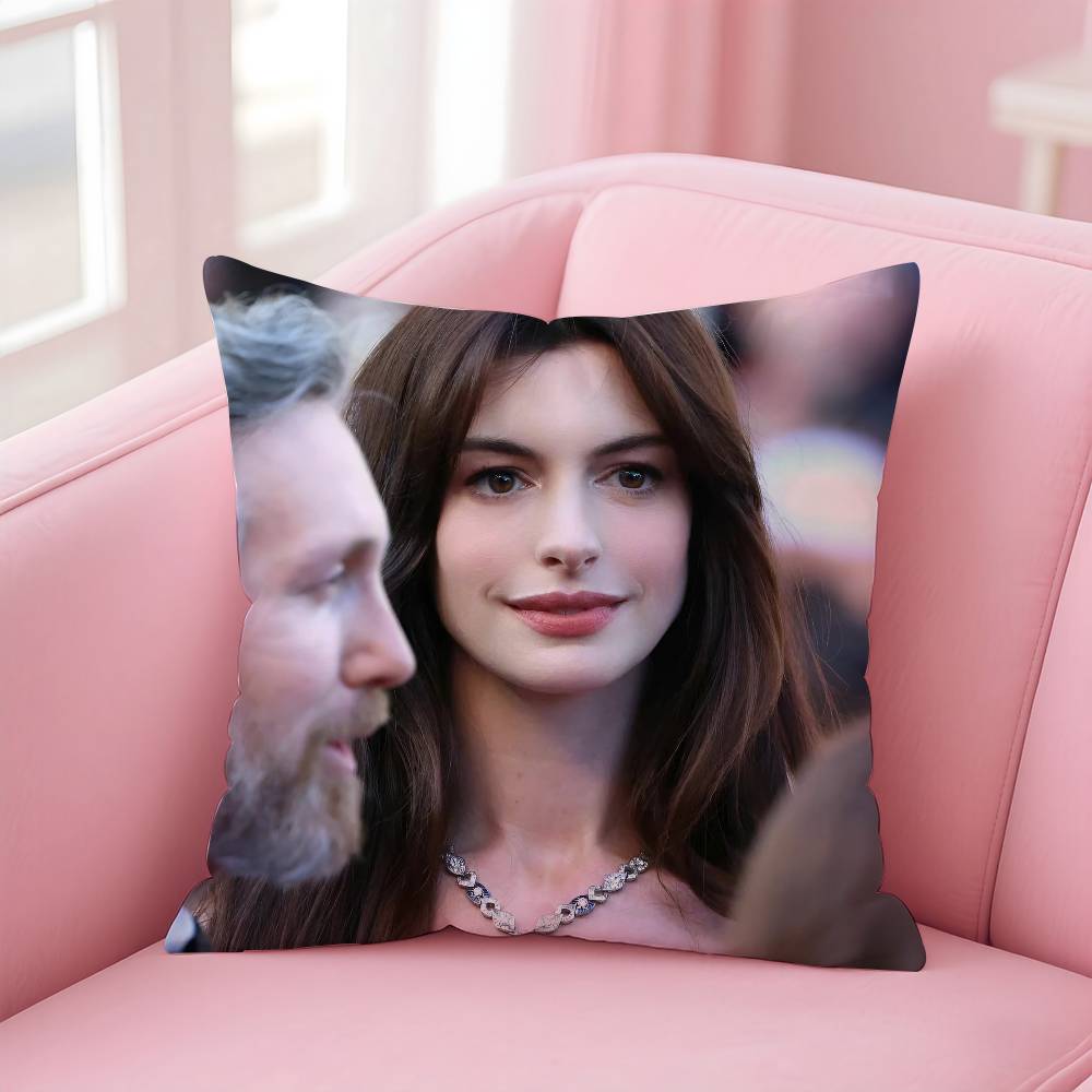 Actor A-Anne H-Hathaway Pillow Case Pattern Printing Pillowcase Living Room Sofa Cushion Cover Bedroom Room Decor