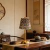 Pastoral Style Touch Bedside Lamp Fabric Shade Bedside Ambient Light LED Night Light  Restaurant