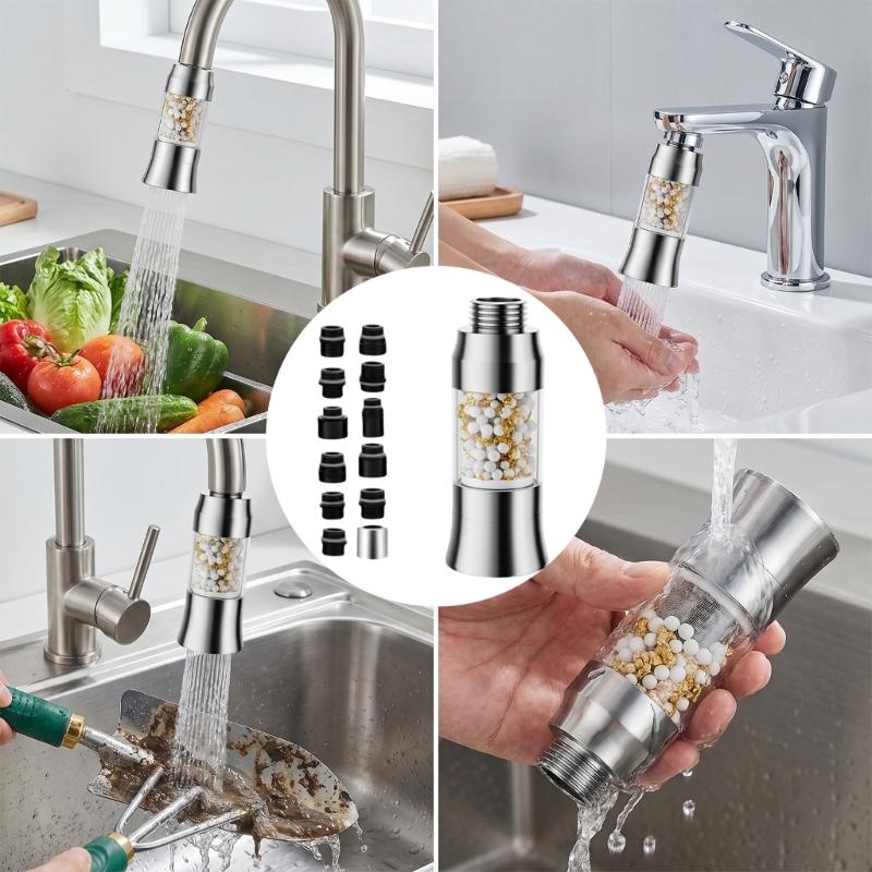 Kitchen Faucet Head Pull Down Sprayer Head Water Filter with 12 Nozzle Adapters High Pressure Sink Sprayer Nozzle