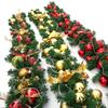 9FT Christmas Garland with Lights - Pre-Lit Artificial Green Christmas Garland for Stair Railings Mantle Decorations with Red Flowers, Berry Clusters