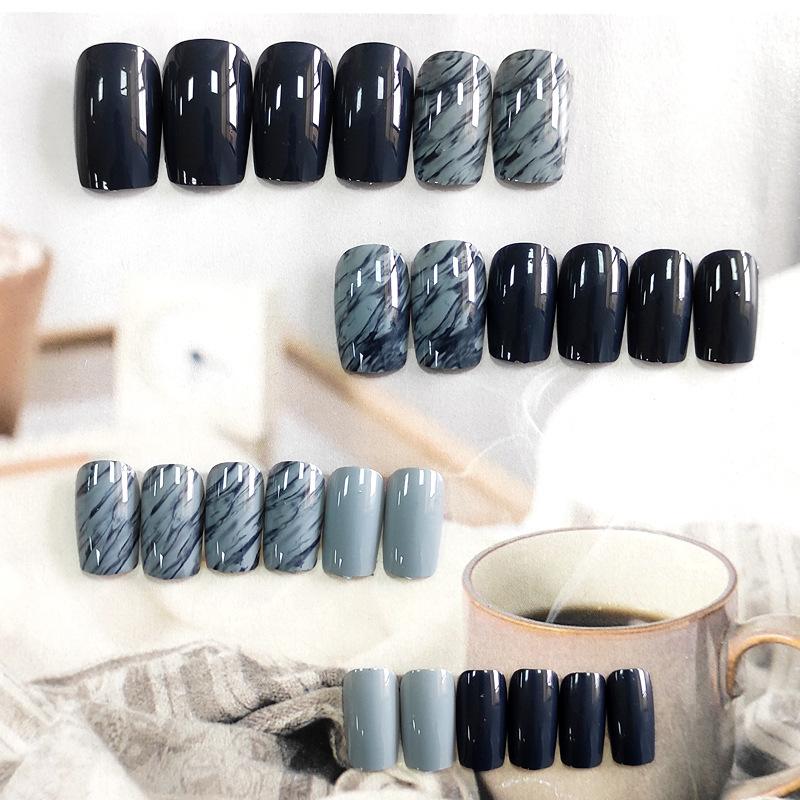 Long Square Dizziness Fake Nail Patch Ultra-Thin Boxed Nail Art Finished Nail Patch