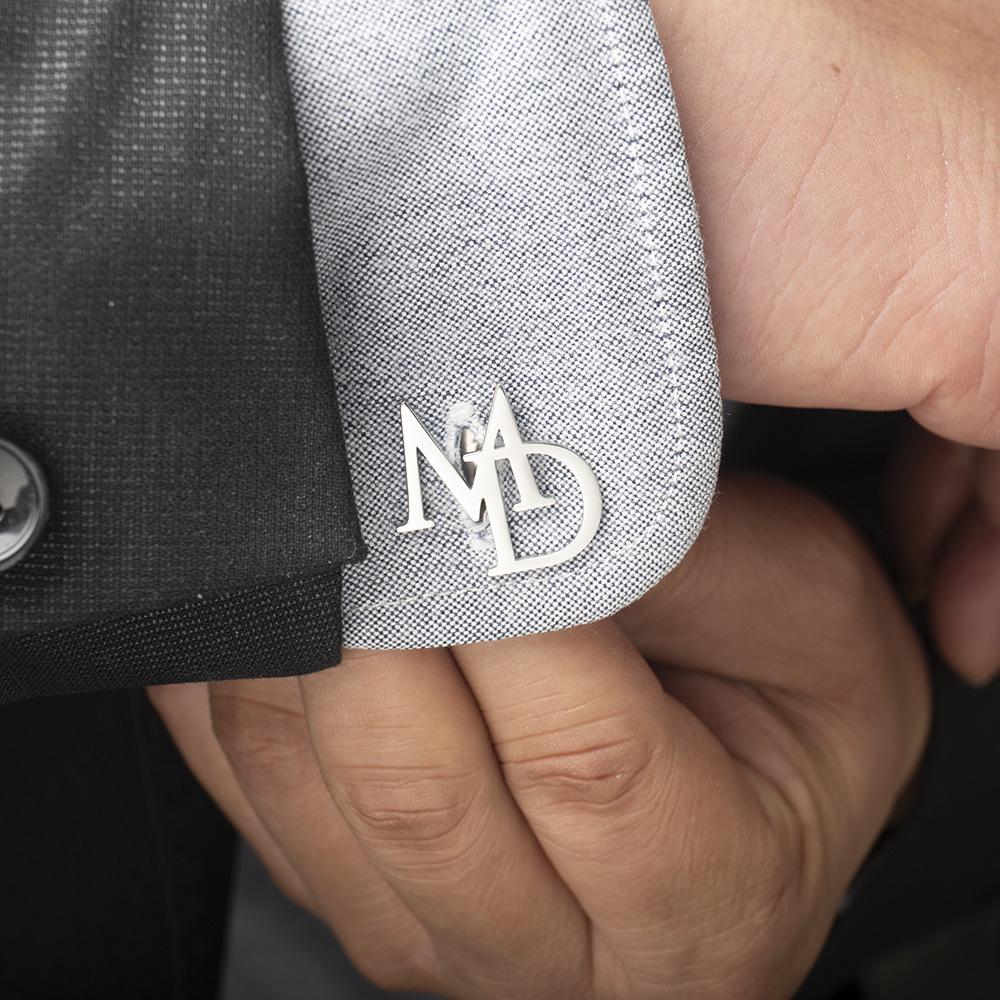 Custom Double-Letter Cufflinks for Men's French Shirts - Groom Wedding Accessory