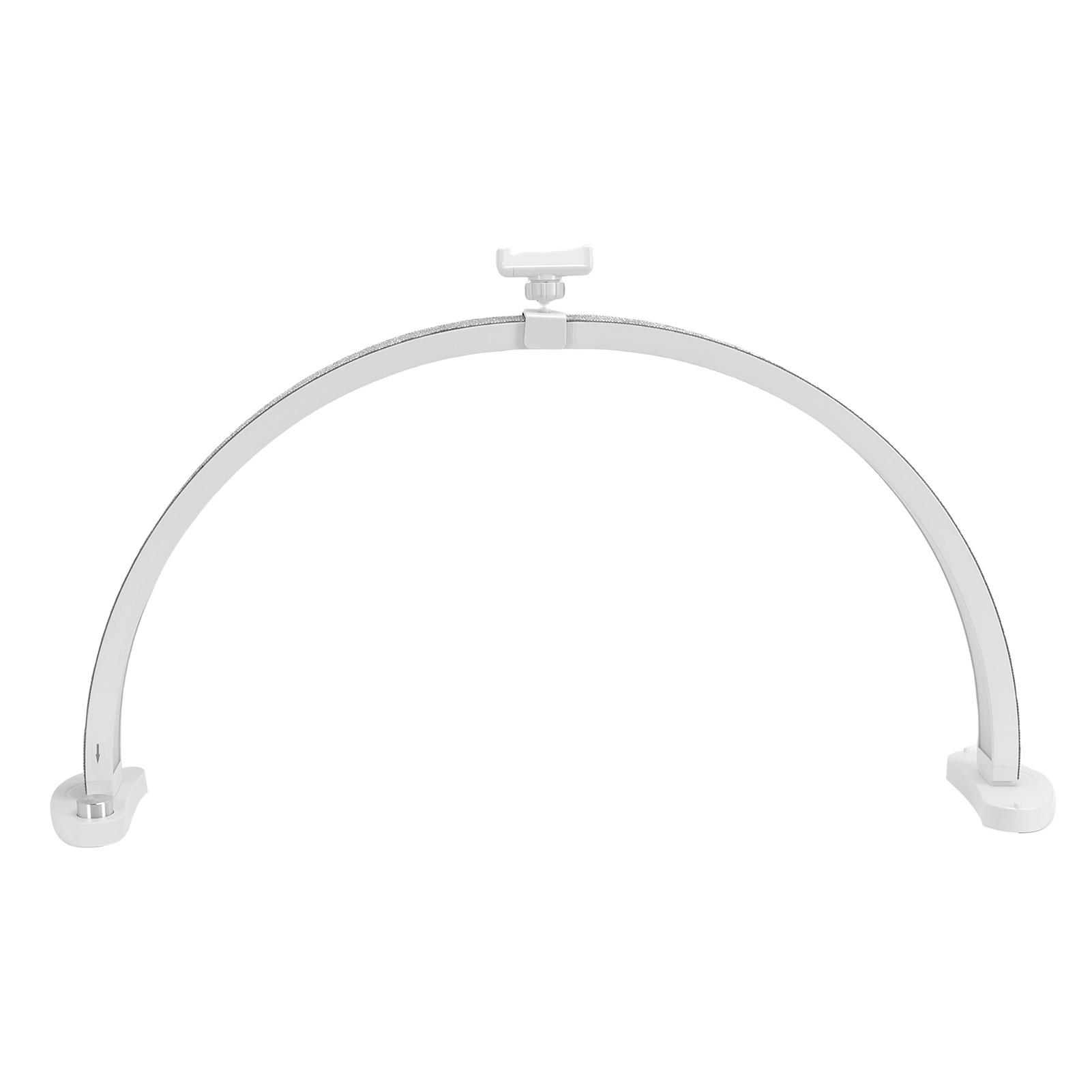 

28 Inch LED Nail Table Lamp with Phone Stand Rhinestone Decor Foldable Arch Half Moon Desk Light for Manicure Salon White