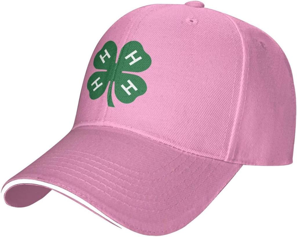 4H Clover Emblem Baseball Cap Polyester Casual Adjustable Sun Protection Adult Snapback