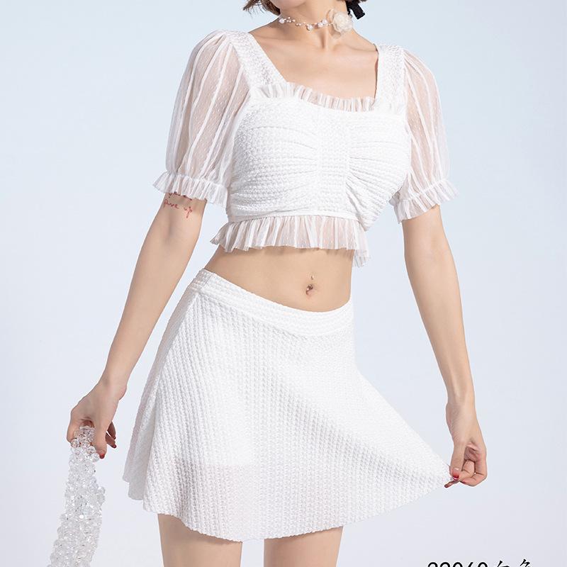 Women’s Sexy Slim Gathered Swimsuit with Split Skirt - 2025 Hot Spring Fashion