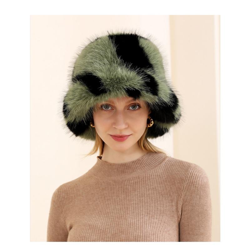 Autumn and Winter Fur Hats, Children's Zebra Patterned Fisherman Hats, Warm Plush Basin Hats