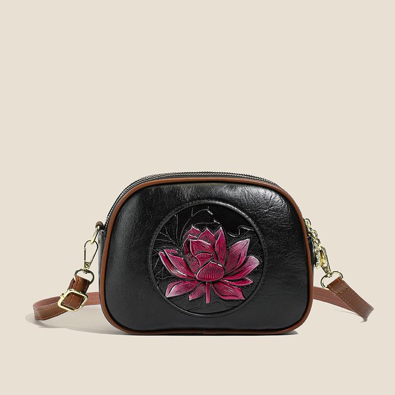 Einschulterige kleine runde Tasche, Damen-Umhängetasche, Münzbörse, Tasche aus weichem Leder, Kleine Tasche