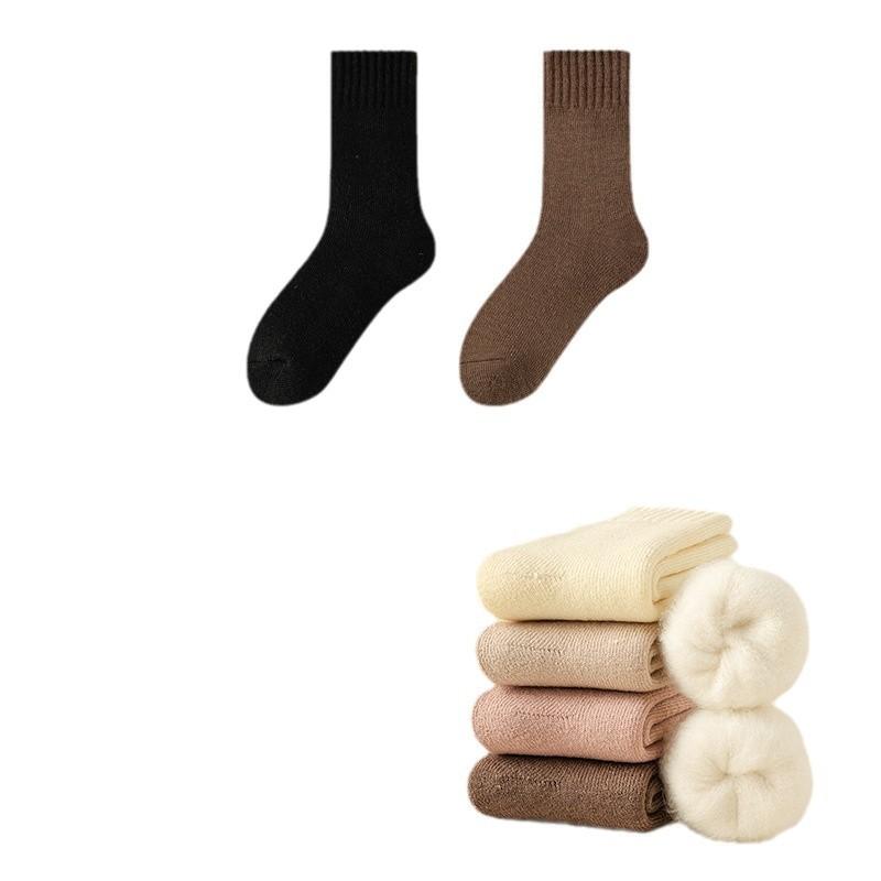 Wool Super Thick Socks, Women's Winter Mid-calf Socks with Fleece Added, Thickened and Warm Cashmere Long Calf Socks, Postpartum Socks