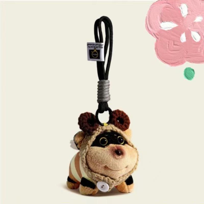 1Pcs Animal Accessories Cute Portable Bee Puppy Bag Pendant Soft Unique Puppy Plush Doll Dog Keychain Bag Hanging Decoration