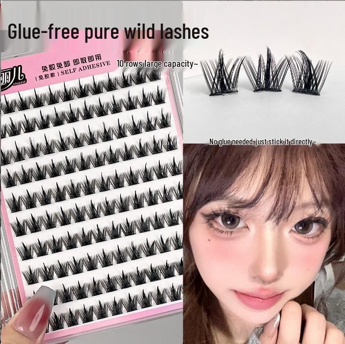 Ying Lier Natural Cluster Fox-Eye Eyelashes - Beginner-Friendly and Glue-Free