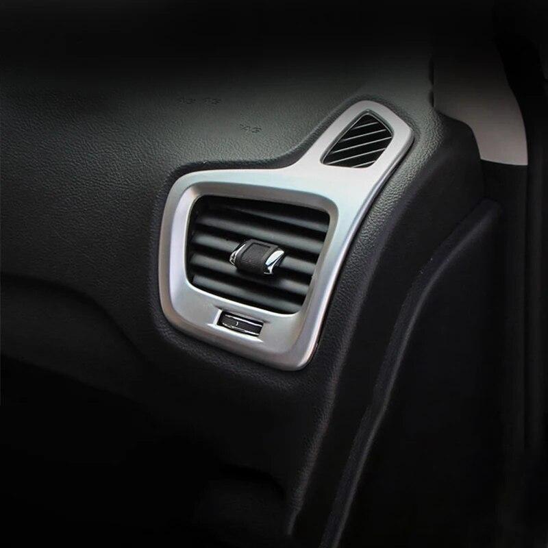 For Jeep Compass 2017 2018   Carbon Fibre Car Front Left and Right Air Vent Outlet Panel Frame Cover Trim Car Styling