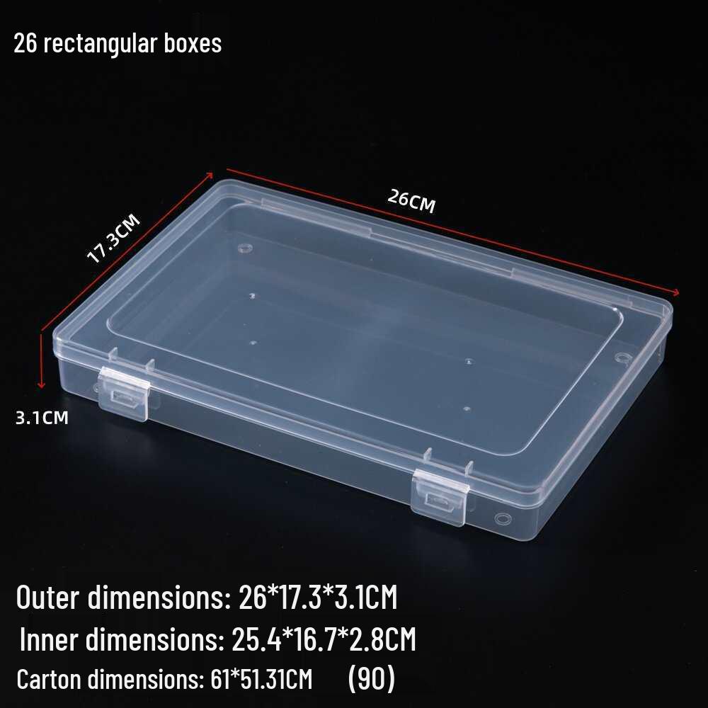 Rectangular Transparent Plastic Storage Box for Nails, Hardware, Tools, Buttons, Fishing Gear, and Stationery.