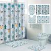 1/4 Simple animals shower Curtains, Toilet Seat Decoration, Shower Curtain with Carpet and Toilet Lid, 12 70.8x70.8 inch Hooks