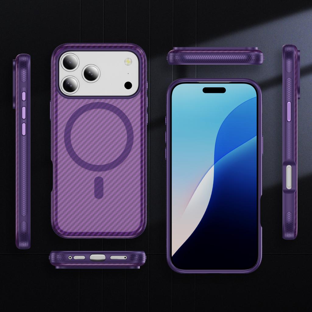 Neue Handyhülle Light Luxury Premium Fulcrum Shell Kohlefaser-Muster Magnetischer Ring für Apple 17promax Magnetische Handyhülle