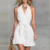 Damen-Minikleid mit Neckholder, verstellbarem Taillenband, ärmellos, rückenfrei, leichte, legere Passform für den Sommer
