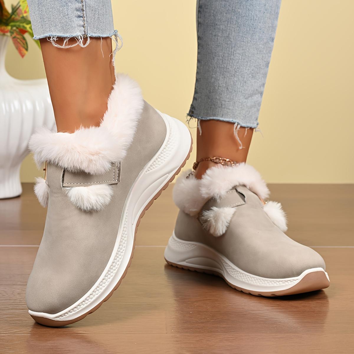 

Winter Women s Fashionable and Versatile Thick Soled Fluffy Cotton Shoes, New Buckle Strap Snow Boots 44