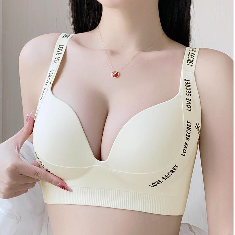 Large Size Bra for Women Without Steel Rings Simple Letter Shoulder Strap Bra for Women Push Up Bra