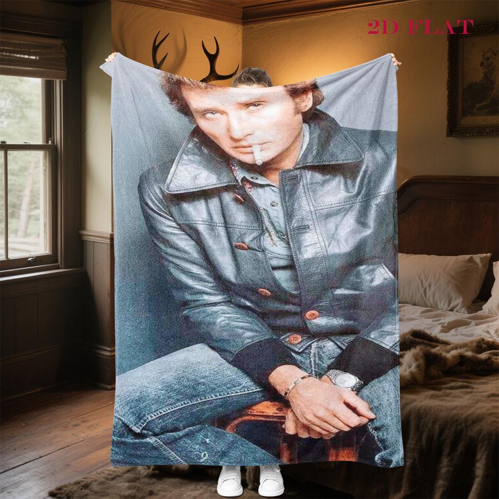 Rock Legend Johnny Halliday blanket Home Decor sofa blanket Digital printing Machine washable bedroom