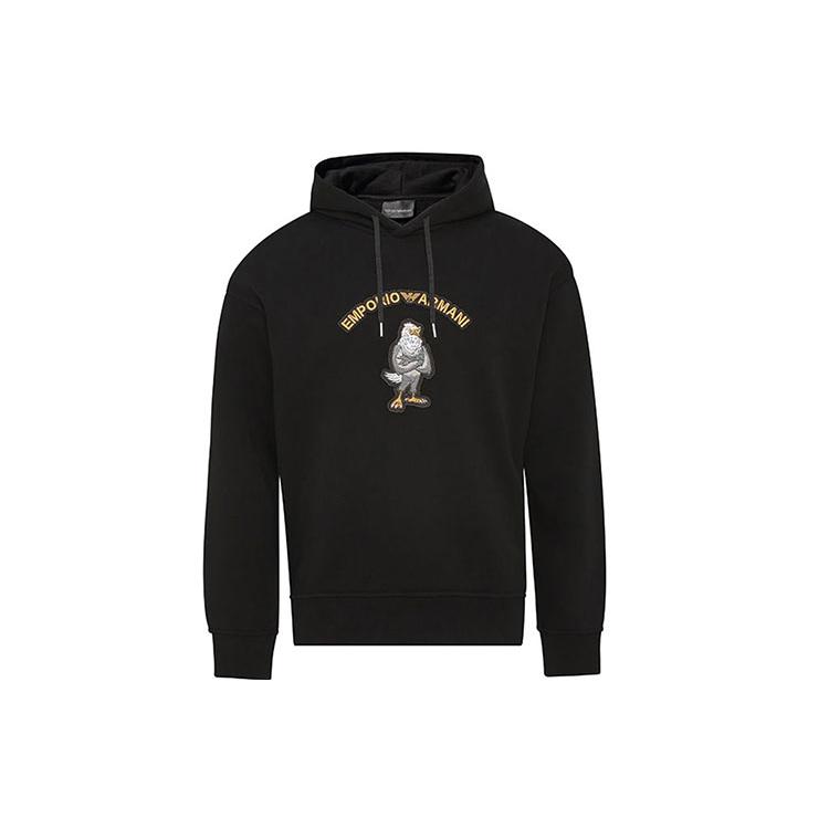 EMPORIO ARMANI Sweatshirts Men's Black Hooded Moderate Regular 3L1MFL-1JWPZ-0999