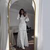 European and American spring gentle wind small fresh floral lotus leaf edge long dress