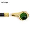 Dragon Claw Grasp Green Glass Ball Golden Walking Cane Fashion Decorative Walking Stick Cosplay Cane Knob Crosier 93cm