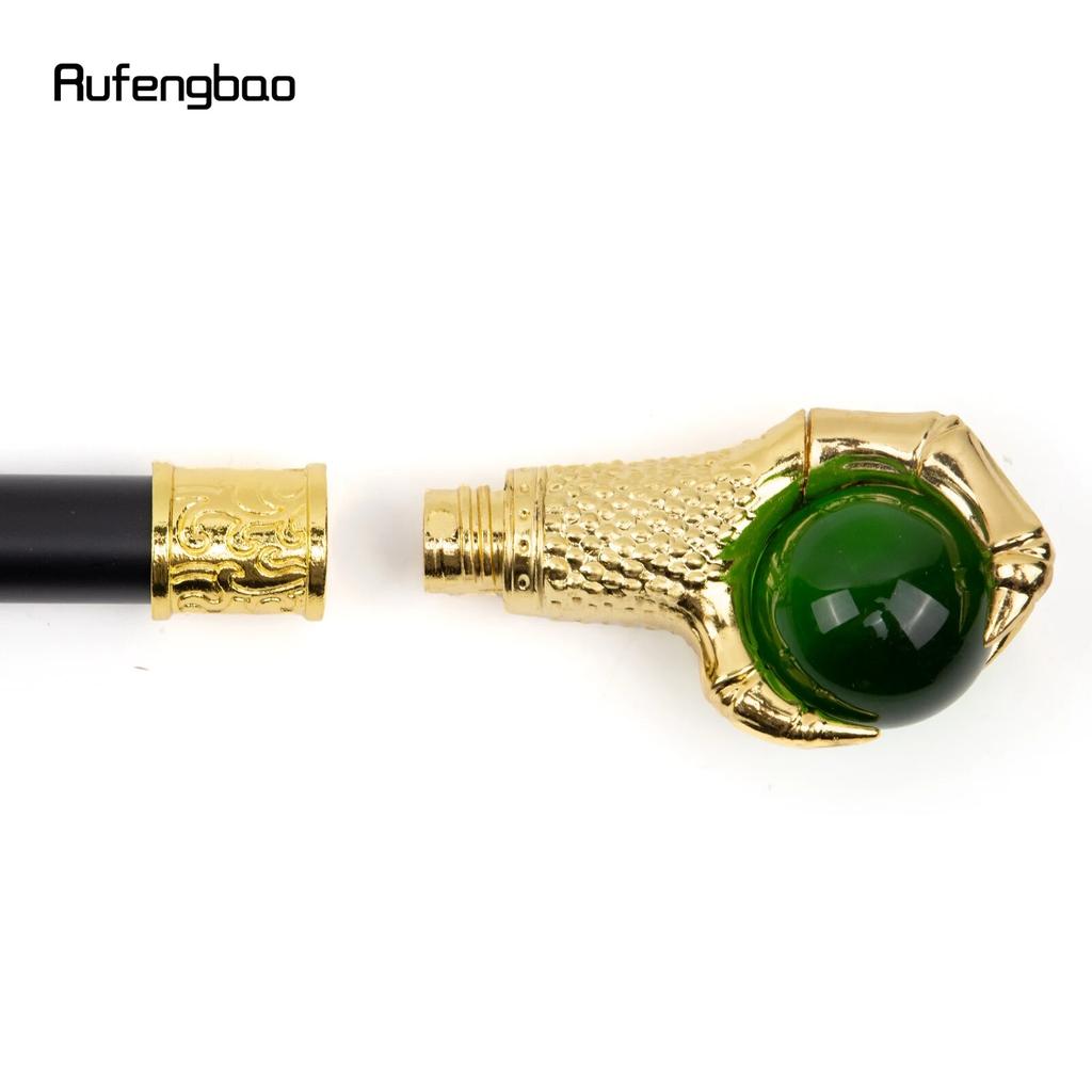 Dragon Claw Grasp Green Glass Ball Golden Walking Cane Fashion Decorative Walking Stick Cosplay Cane Knob Crosier 93cm