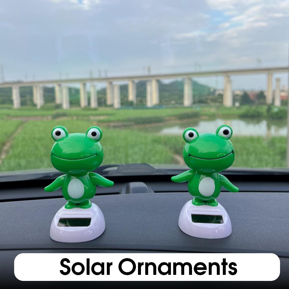 Solar Powered Dancing Frog Car Dashboard Decoration Auto Frog Car Deco Swinging Head Shake Frog Bobble Head Interior Orname A2B7