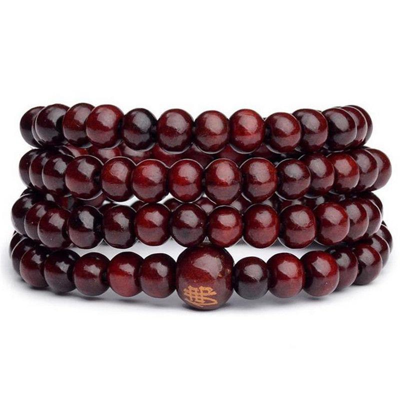 6mm Natural Sandalwood Buddhist Beads Bracelets 108 Beads Buddha Meditation Prayer Wood Beaded Bracelet layer Bangles Men Women