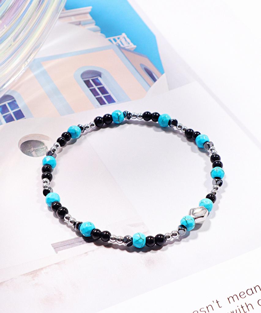 Polalita Turquoise Black Onyx Silver Hema Bracelet (Plt-Br-129_Bk)