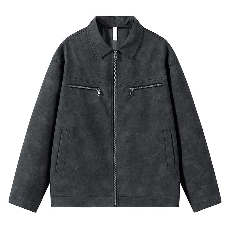 Пальто Парная американская ретро короткая куртка мужская осенняя трендовая брендовая кожаная куртка премиум-класса M