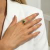 Dainty Thin Band Green Stone Statement Open Ring for Women Gold Plated Stainless Steel Adjustable Ring Party Jewelry Gift