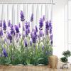 Lavender Field Shower Curtain Purple Flowers And Green Leaves Print Polyester Bath Curtain With 12 Hooks For Calming Decor