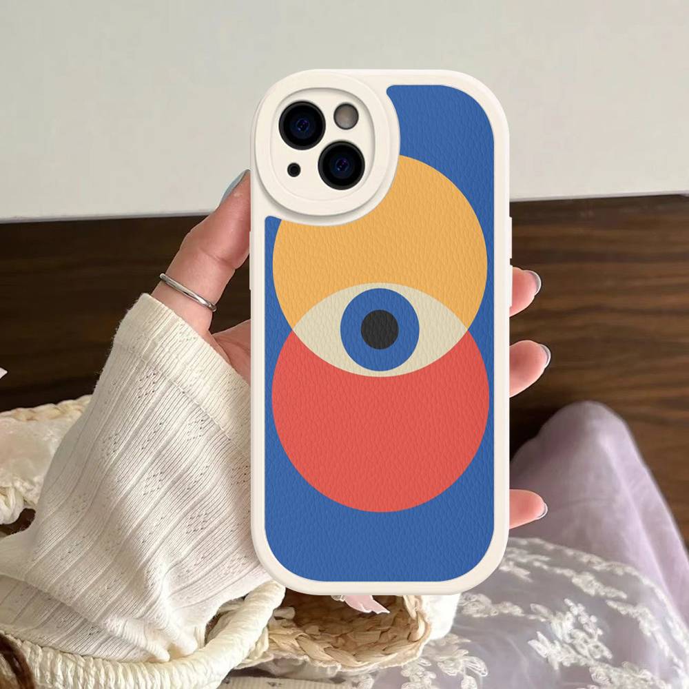 B-Bauhaus Fashion Retro Art Leather Phone Case For IPhone 16 16e 15 14 13 12 11 Pro Max Plus Mini Cover