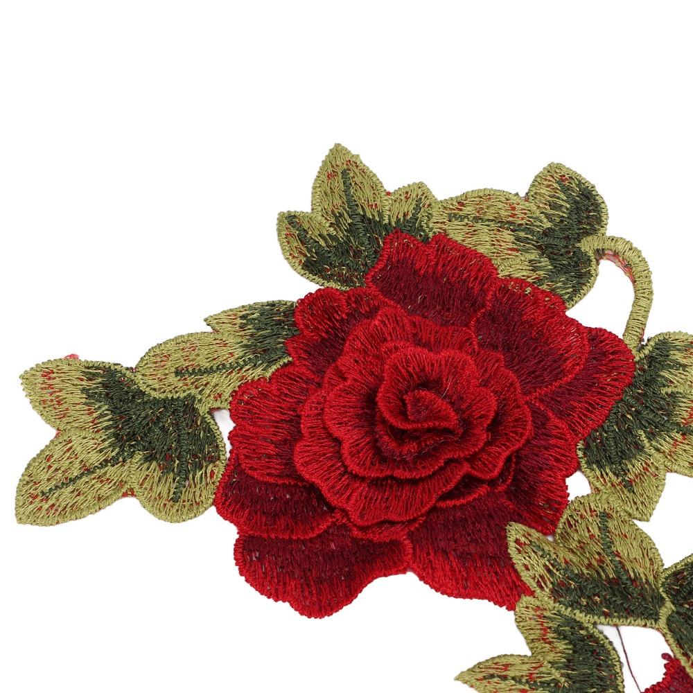 2pcs Delicate Flower Details Iron On Patches Bright Color Embroidery Sew on Patches  For DIY Crafts