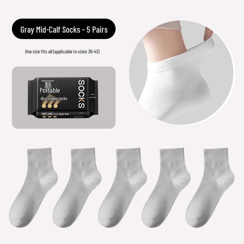 Unisex Disposable Anti-Odor Travel Socks, No-Wash, Mid-Calf Length for Autumn and Winter