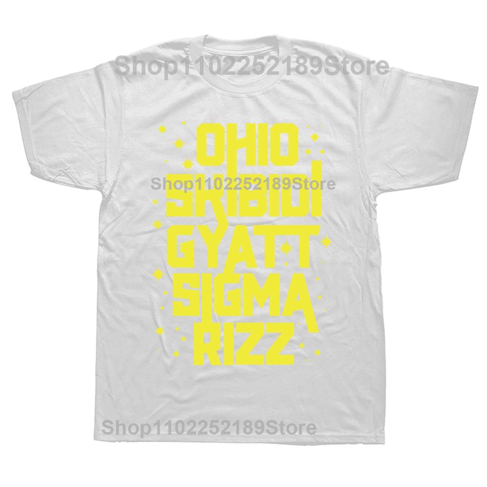 Skibidi Rizz Gyatt Ohio Funny Rizzler Gift Toilet Meme T-shirts Men Fashion Casual Tshirt 100% Cotton Loose Oversized T Shirt