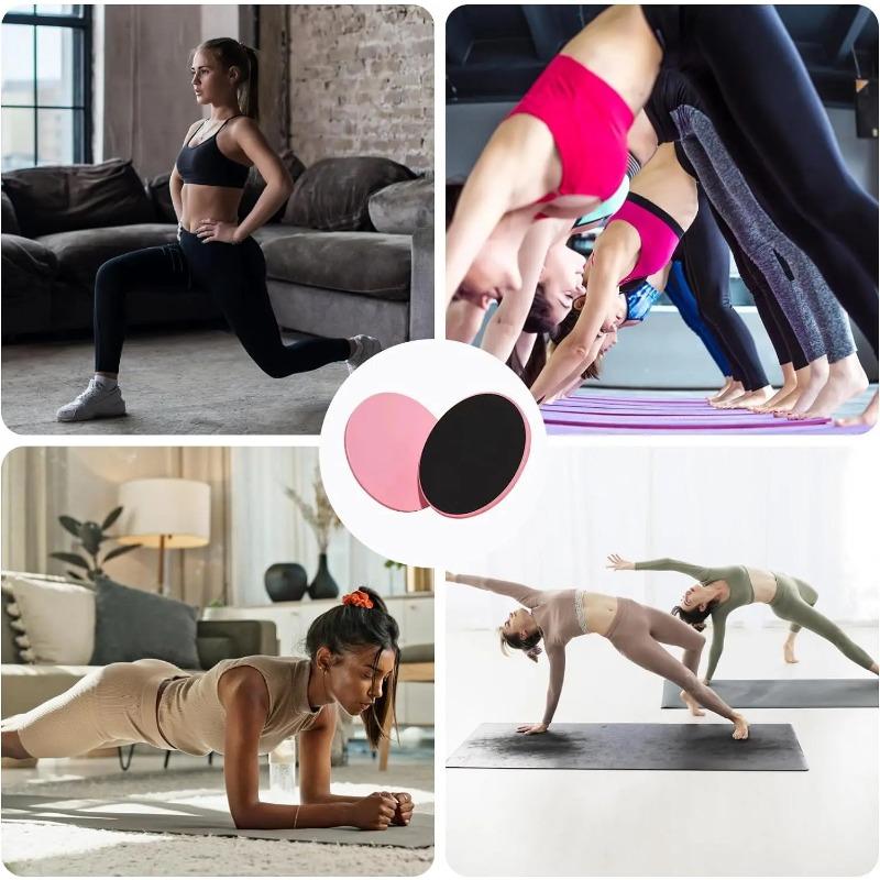 2pcs Solid Color Yoga Sliding Discs, Yoga Fitness Foot Sliding Pads, Workout Equipment For Abdominal Core Training, Body Shaping