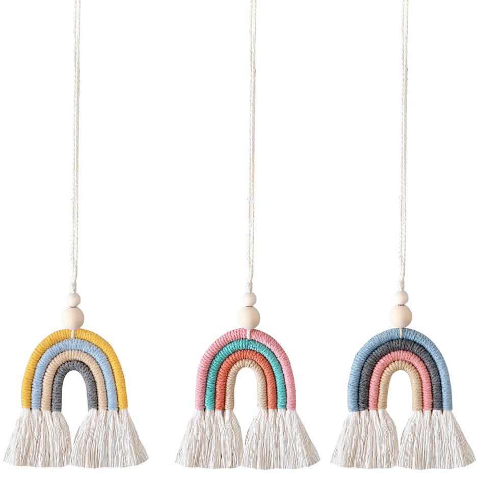 Regnbåge Hängande Ornament Rep Handgjord Vävd Väggdekor Babyflickors Rumsdekor Hem Förskoledekor Makramé Regnbåge