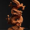Yellow Poplar Wood Hand Carving Crafts Creative Dragon Shape Sculpture Decor South American Boxwood, Dragon Year Decoration, 1Pc