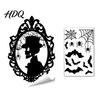 Reusable Festival Decor Halloween Static Window Clings Skeleton Witch Pumpkin Bat Silhouette Glass Stickers Outdoor Murals Removable Decals