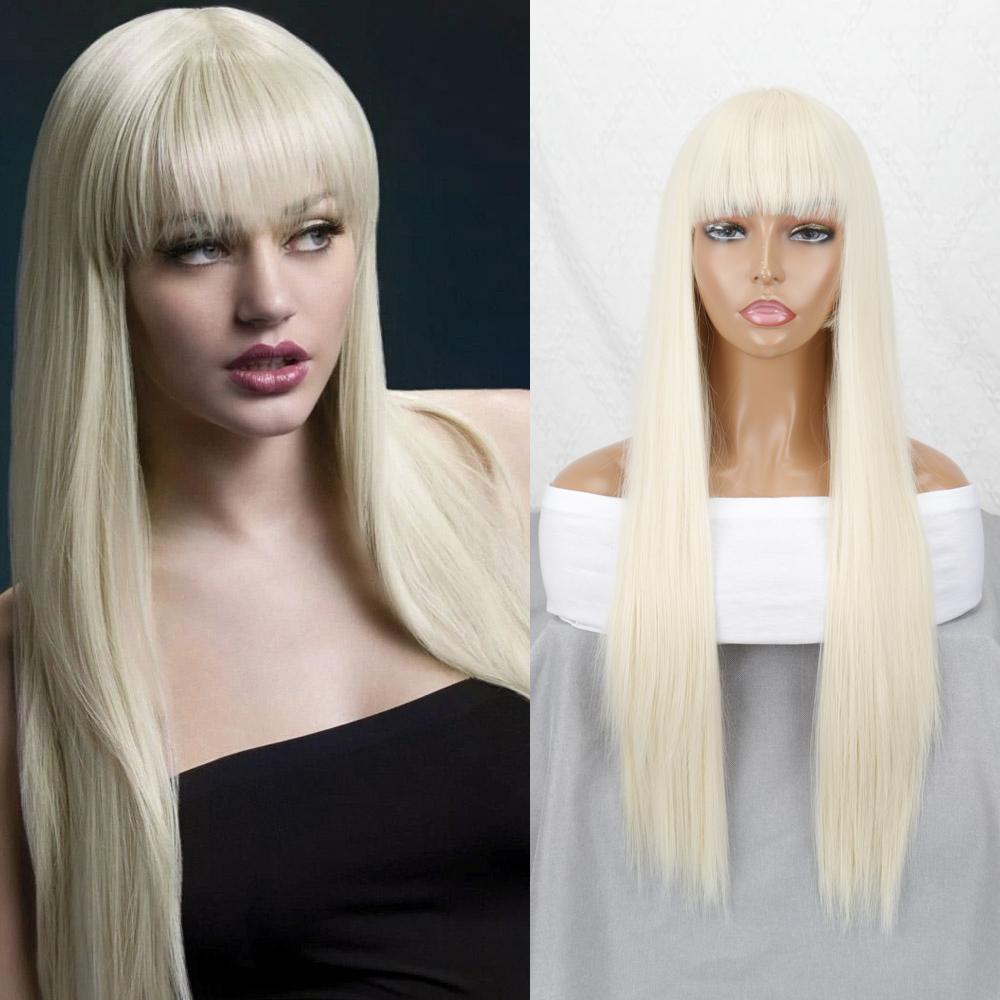MISS WIG Long Straight Hair Natural Heat Resistant Fiber Black Wig for Women Daily Wear Wigs Pink Red Cosplay Wigs