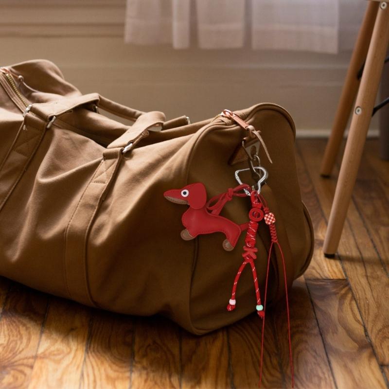 Portable PU Sausage Dog Keychain Holder Lightweight Key Ring Creative Animal Design Keyring For Everyday Use