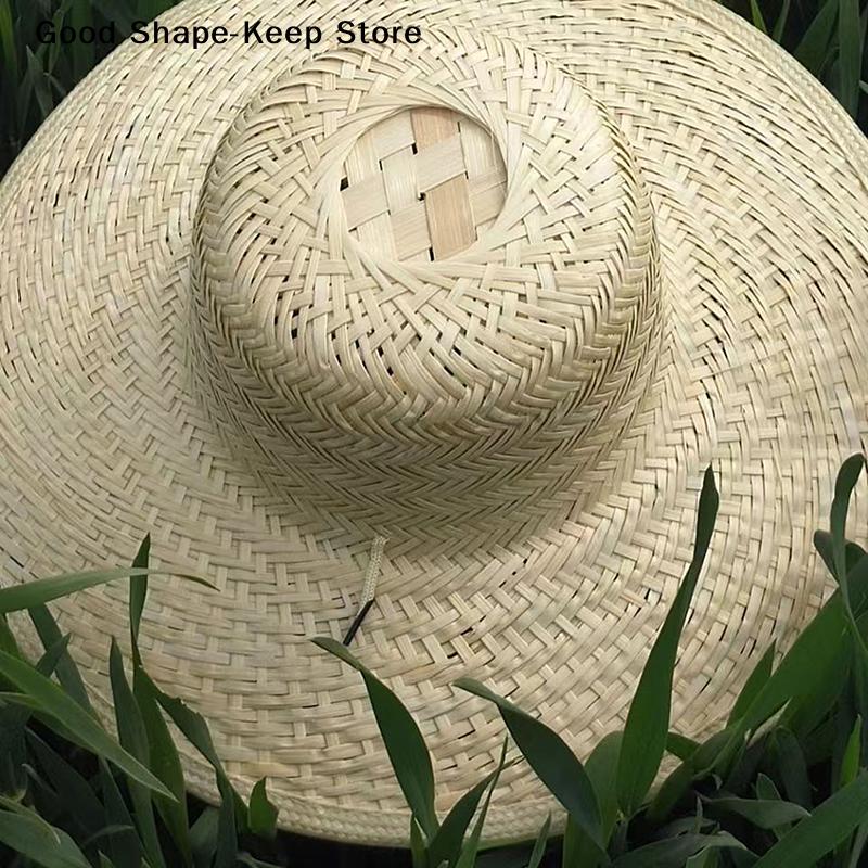 Outdoor Garden Shade Breathable Straw Hat Bamboo Shade Hat Summer Shade Hat Farmers Work Sun Hat