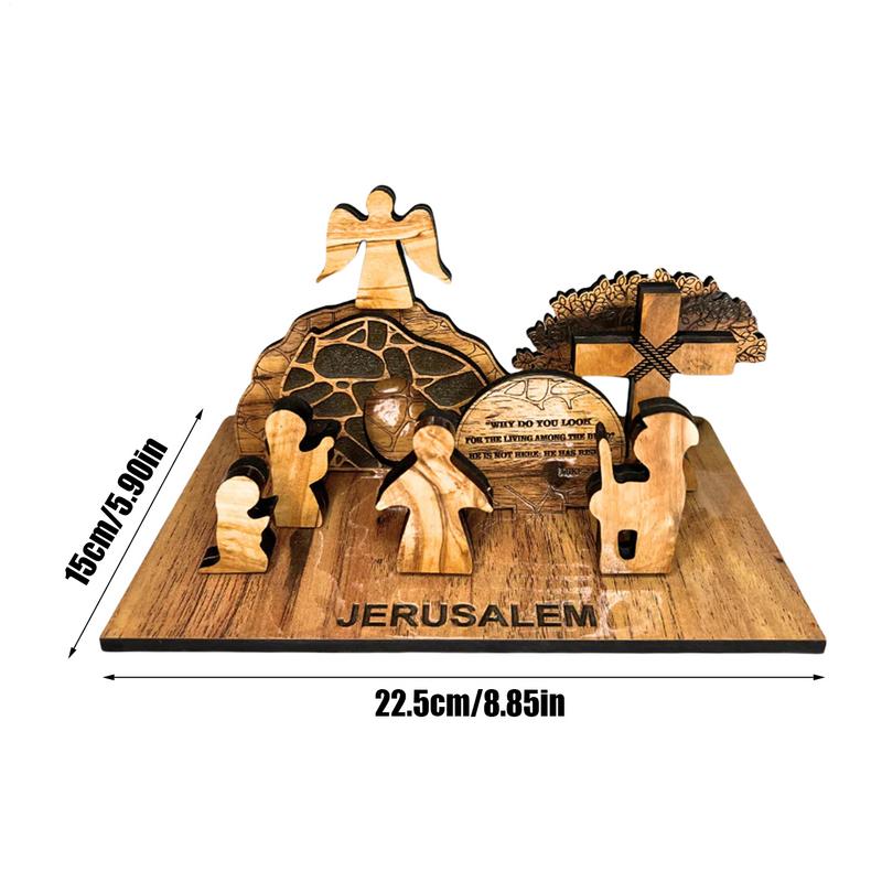 Easter Nativity Wooden Jesus Nativity Scene Desktop Ornament Christ Birth of Jesus Ornaments Religious Decorations for Desk